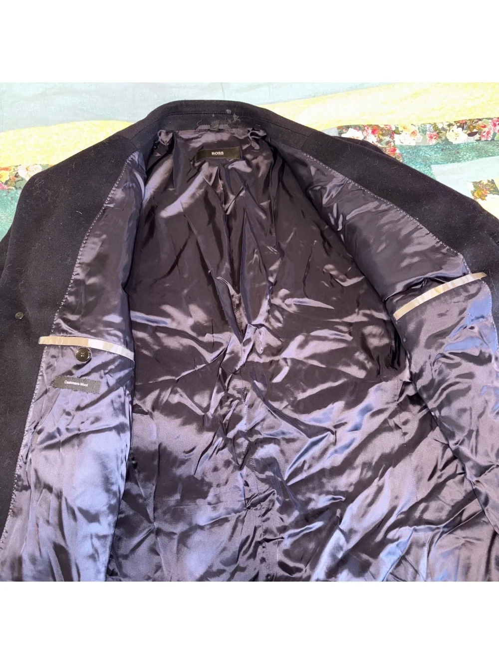 Hugo Boss $749 Wool/Cashmere Men's 46L Black Overcoat Size 46L